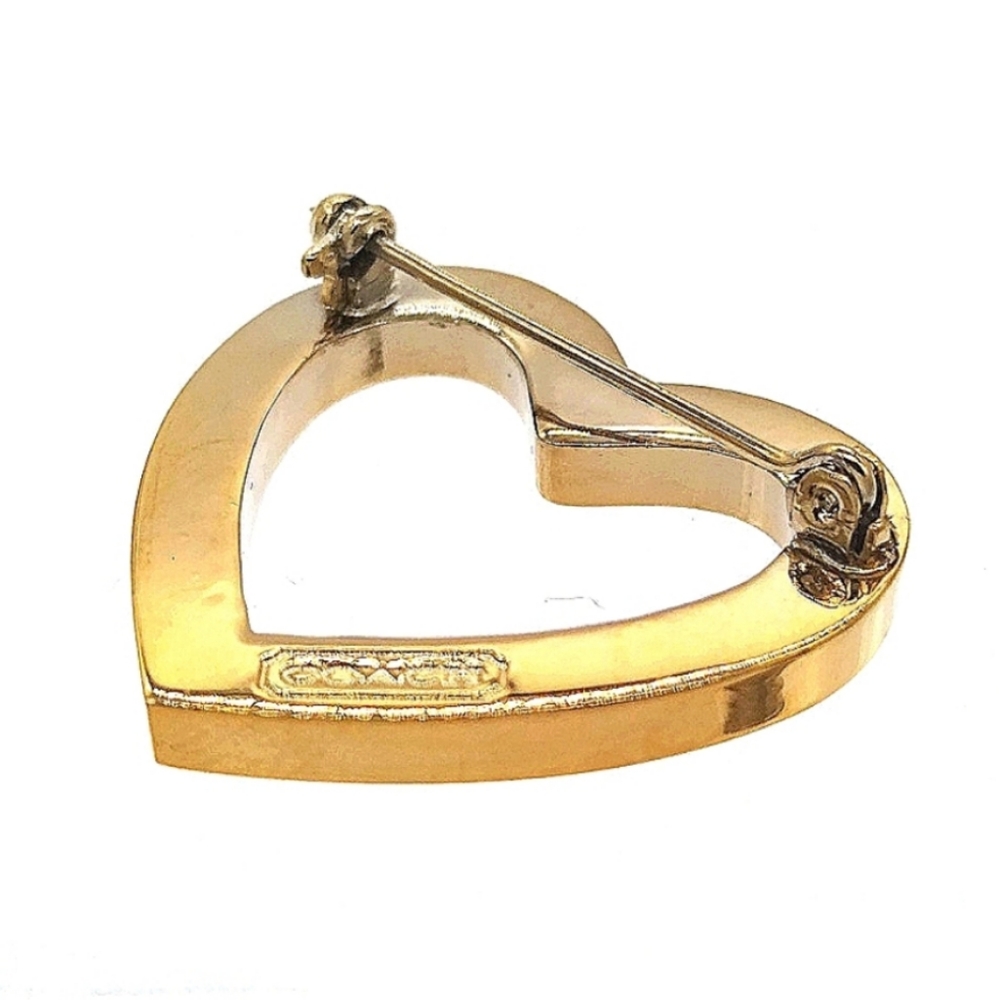 COACH Vintage Heart Pin Brooch in Sky Blue and Gold Tone Purse Backpack Charm - Picture 8 of 8
